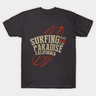 Surfing paradise California surf board Typography T-Shirt